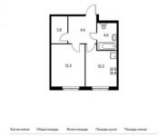 1-комнатная квартира площадью 37.7 кв.м, Ленинский проспект, 20 | цена 7 796 360 руб. | www.metrprice.ru