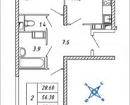 2-комнатная квартира площадью 57.8 кв.м, Дружбы, 3, корп.33 | цена 5 173 100 руб. | www.metrprice.ru