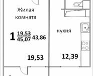 1-комнатная квартира площадью 45.07 кв.м, ул. Народная, 23 | цена 3 307 828 руб. | www.metrprice.ru