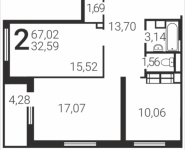 2-комнатная квартира площадью 67.02 кв.м, Татьянин Парк, 14 | цена 7 448 267 руб. | www.metrprice.ru