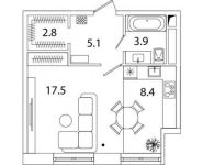 1-комнатная квартира площадью 37.6 кв.м, Рязанский просп., 2 | цена 6 815 827 руб. | www.metrprice.ru