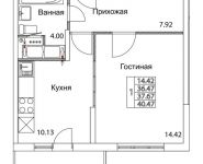1-комнатная квартира площадью 37.67 кв.м, 2-я Муравская | цена 5 410 918 руб. | www.metrprice.ru