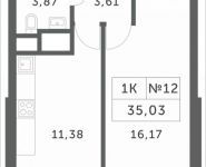 1-комнатная квартира площадью 35.03 кв.м, Мякининское шоссе, 1 | цена 3 278 808 руб. | www.metrprice.ru