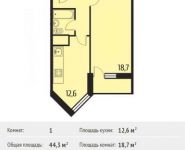 1-комнатная квартира площадью 44.3 кв.м, Кончасть п, 47 | цена 2 850 900 руб. | www.metrprice.ru