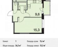 1-комнатная квартира площадью 34.5 кв.м, Сигнальный пр., 5 | цена 5 635 575 руб. | www.metrprice.ru