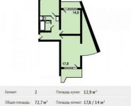 2-комнатная квартира площадью 72.7 кв.м, улица Вертолётчиков, 13 | цена 7 076 900 руб. | www.metrprice.ru