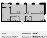 3-комнатная квартира площадью 97.3 кв.м, Берзарина ул., 28 | цена 18 987 409 руб. | www.metrprice.ru