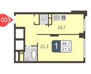 1-комнатная квартира площадью 49.1 кв.м в ЖК "Богородский", бульвар Маршала Рокоссовского, 6к1А | цена 7 621 000 руб. | www.metrprice.ru