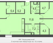 3-комнатная квартира площадью 124.8 кв.м, 3-я Хорошёвская улица, владение 7, корп.9 | цена 25 157 933 руб. | www.metrprice.ru