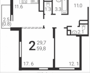 2-комнатная квартира площадью 59.8 кв.м, Бибиревская, корп.4.2 | цена 6 760 838 руб. | www.metrprice.ru