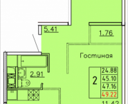 2-комнатная квартира площадью 49.22 кв.м, деревня Лопатино, 18 | цена 3 611 265 руб. | www.metrprice.ru