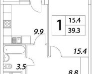 1-комнатная квартира площадью 39.3 кв.м, Тагильская улица, 4с22 | цена 4 475 091 руб. | www.metrprice.ru
