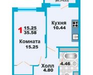 1-комнатная квартира площадью 35.58 кв.м, улица Заборье, д.28к1 | цена 2 276 764 руб. | www.metrprice.ru