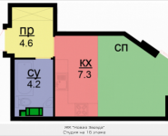 1-комнатная квартира площадью 28.7 кв.м, Бачуринская, корп.4 | цена 3 501 400 руб. | www.metrprice.ru