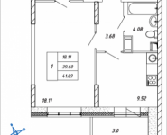 1-комнатная квартира площадью 41.09 кв.м, Омская, 11 | цена 4 150 090 руб. | www.metrprice.ru