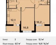 2-комнатная квартира площадью 63.7 кв.м, Ситникова ул., 8 | цена 5 299 840 руб. | www.metrprice.ru