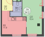 1-комнатная квартира площадью 34.2 кв.м, Авангардная, корп.7 | цена 3 796 200 руб. | www.metrprice.ru