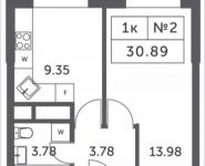 1-комнатная квартира площадью 30.89 кв.м, Мякининское шоссе, 6, корп.6 | цена 2 915 089 руб. | www.metrprice.ru