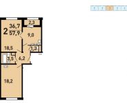 2-комнатная квартира площадью 57.9 кв.м, ул Лавриненко, д. 4 | цена 6 169 245 руб. | www.metrprice.ru
