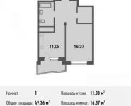 1-комнатная квартира площадью 49.4 кв.м, Силикатная ул., 47К4 | цена 3 948 800 руб. | www.metrprice.ru