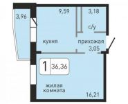 1-комнатная квартира площадью 36.4 кв.м, улица Льва Толстого, 23/7кВ | цена 2 028 343 руб. | www.metrprice.ru