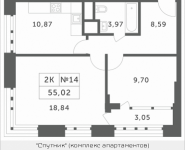 2-комнатная квартира площадью 55.02 кв.м, Мякининское шоссе, 2 | цена 4 456 550 руб. | www.metrprice.ru