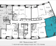 1-комнатная квартира площадью 61.49 кв.м, Вавилова, 69 | цена 14 826 390 руб. | www.metrprice.ru