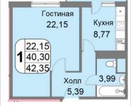 1-комнатная квартира площадью 42 кв.м, Очаковская Большая ул., 44 | цена 7 258 400 руб. | www.metrprice.ru