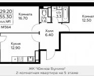 2-комнатная квартира площадью 55.3 кв.м, д.Столбово, уч.40/2, корп.6 | цена 5 477 465 руб. | www.metrprice.ru