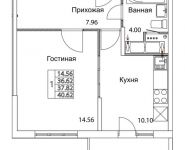 1-комнатная квартира площадью 37.82 кв.м, 2-я Муравская | цена 5 279 974 руб. | www.metrprice.ru