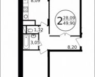 2-комнатная квартира площадью 49 кв.м, Новое Пушкино мкр | цена 3 317 103 руб. | www.metrprice.ru