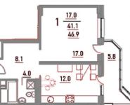 1-комнатная квартира площадью 46 кв.м, Ленинский пр-т, 40 | цена 4 549 300 руб. | www.metrprice.ru