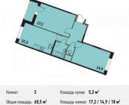 3-комнатная квартира площадью 60.5 кв.м, Осташковское шоссе, 48А | цена 4 912 600 руб. | www.metrprice.ru