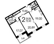 2-комнатная квартира площадью 72.4 кв.м, Лобачевского ул., 118К3 | цена 16 290 000 руб. | www.metrprice.ru