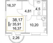 1-комнатная квартира площадью 38 кв.м, Советская ул., 6 | цена 2 180 900 руб. | www.metrprice.ru