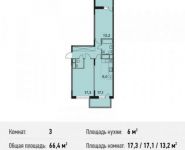 3-комнатная квартира площадью 66.4 кв.м, Ситникова ул., 1 | цена 5 213 562 руб. | www.metrprice.ru