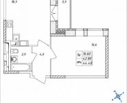 1-комнатная квартира площадью 44.4 кв.м, Дружбы, 39 | цена 4 218 000 руб. | www.metrprice.ru