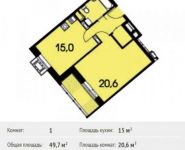 1-комнатная квартира площадью 49.7 кв.м, Красногорский бульвар, 15 | цена 5 980 401 руб. | www.metrprice.ru