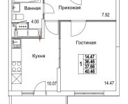 1-комнатная квартира площадью 37.66 кв.м, 2-я Муравская | цена 5 295 598 руб. | www.metrprice.ru