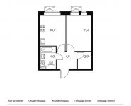 1-комнатная квартира площадью 33.7 кв.м,  | цена 4 074 330 руб. | www.metrprice.ru