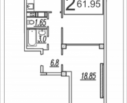 2-комнатная квартира площадью 61.95 кв.м, Колхозная улица, 20 | цена 3 150 068 руб. | www.metrprice.ru