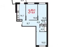 3-комнатная квартира площадью 83 кв.м, Гвардейская улица, 9 | цена 7 150 000 руб. | www.metrprice.ru
