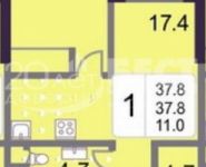 1-комнатная квартира площадью 38 кв.м, Хорошевская 3-я ул., 17 | цена 7 020 000 руб. | www.metrprice.ru