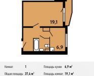 1-комнатная квартира площадью 37.4 кв.м, Некрасовка п, Покровская ул, 16 | цена 4 226 200 руб. | www.metrprice.ru