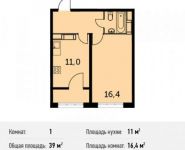 1-комнатная квартира площадью 39 кв.м в ЖК "Гагаринский" (Жуковский), улица Гагарина, 60 | цена 2 289 300 руб. | www.metrprice.ru