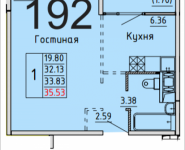 1-комнатная квартира площадью 35.53 кв.м, деревня Лопатино, 21 | цена 2 837 858 руб. | www.metrprice.ru