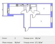 2-комнатная квартира площадью 50 кв.м, Фруктовая ул., 1 | цена 5 458 602 руб. | www.metrprice.ru