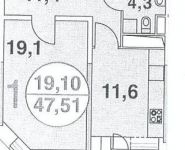 1-комнатная квартира площадью 47.5 кв.м в Микрорайон "4" Дзержинский, Лесная улица, 11 | цена 4 700 000 руб. | www.metrprice.ru