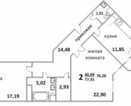 2-комнатная квартира площадью 77 кв.м, Народная ул., 23 | цена 4 741 360 руб. | www.metrprice.ru