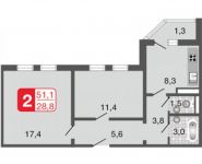 2-комнатная квартира площадью 60 кв.м, Липчанского ул., 3 | цена 6 688 000 руб. | www.metrprice.ru